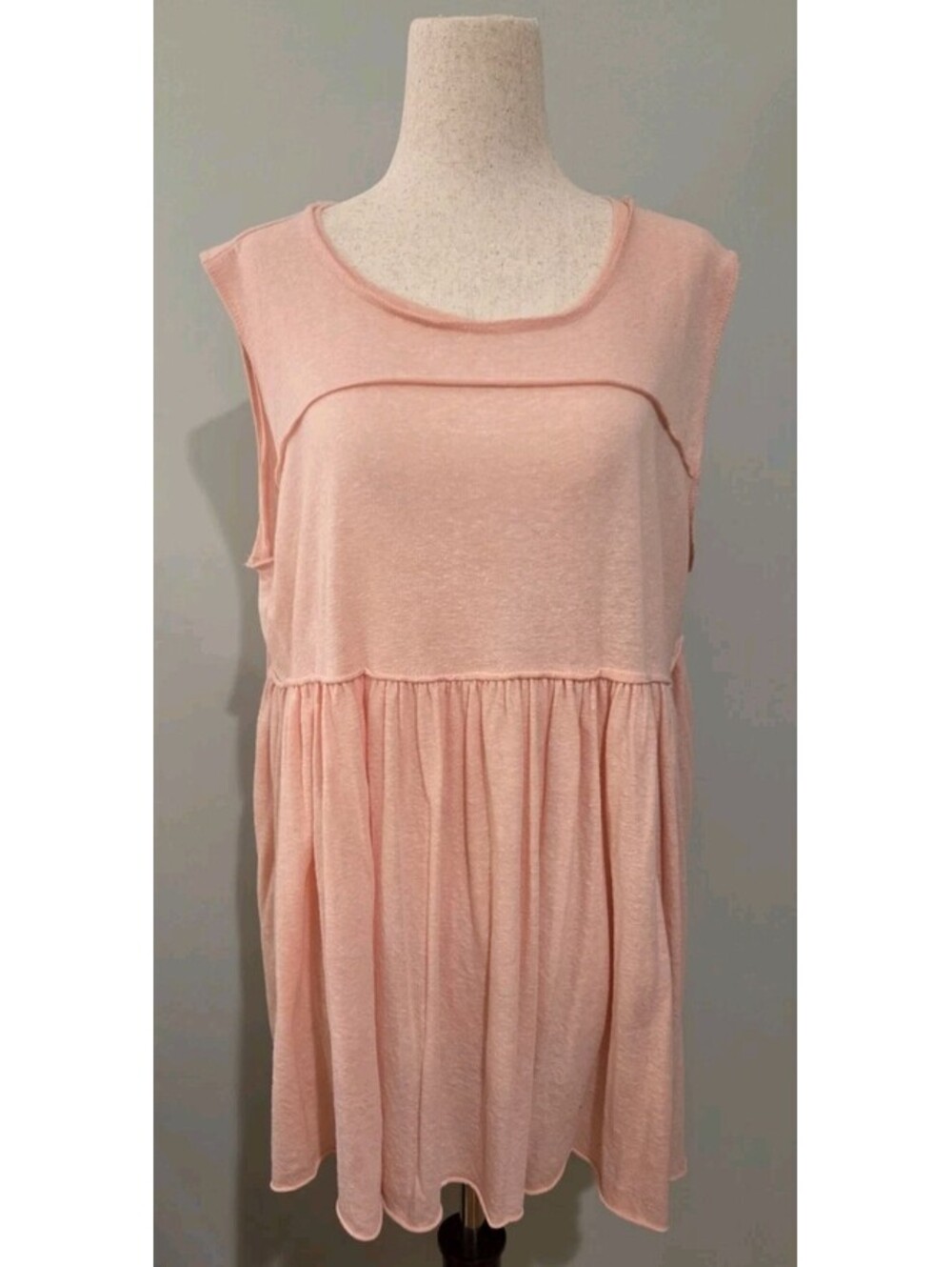 Easel Large Light Pink Babydoll Tiered Shirt Top